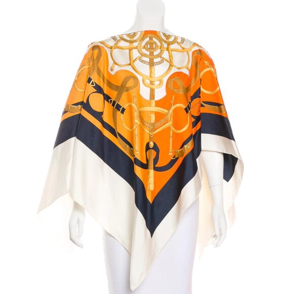 HERMES L’Eperon d’Or Silk Poncho - Picture 2 of 7
